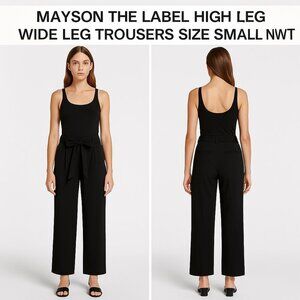 Mayson The Label High Waisted Wide Leg Trousers Black Size S NWT